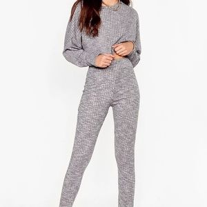 Nasty Gal Ribbed Crop Sweater and Leggings Set
